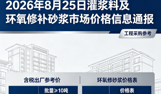 武江2026年8月25日灌浆料及环氧修补砂浆市场价格信息通报